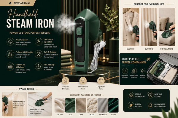 Handheld Steam Iron – Portable Garment Steamer